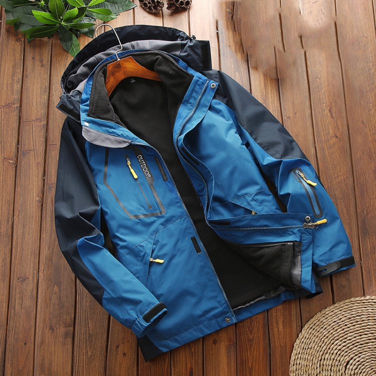 LSM-121 Men Autumn And Winter Jackets Grab Fleece Inner Lining Outdoor Hiking Clothes, Size: 6XL(Denim Blue)