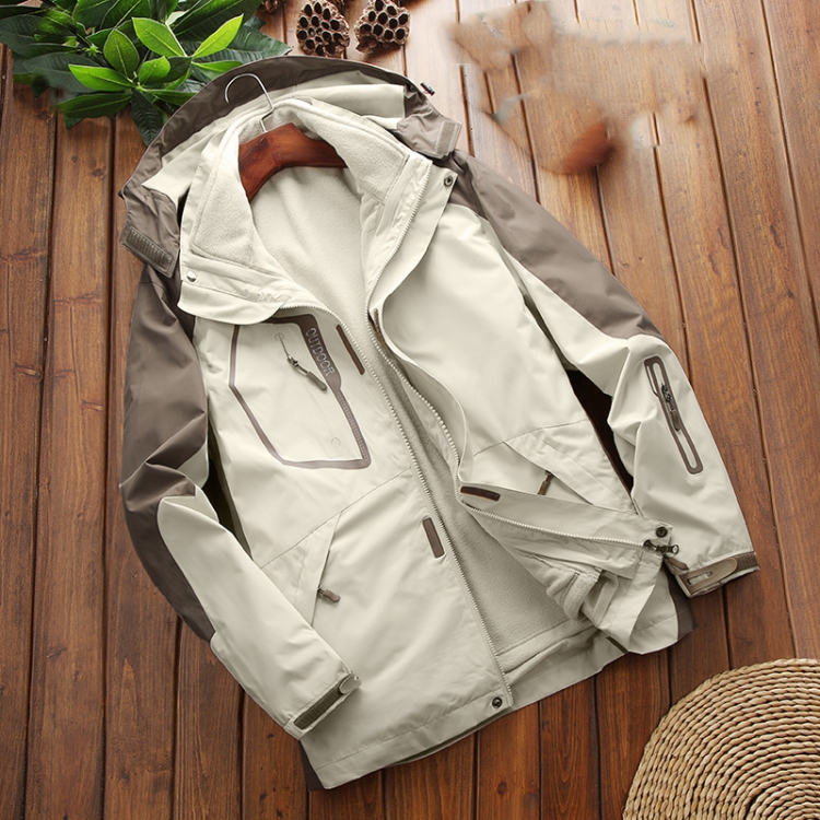 LSM-121 Women Autumn And Winter Jackets Grab Fleece Inner Lining Outdoor Hiking Clothes, Size:XL(Ivory White)
