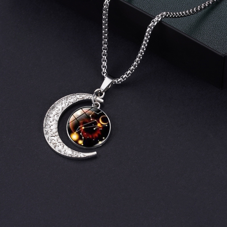 Luminous Zodiac Moon Titanium Steel Necklace Personalized Moon Pendant(Leo)