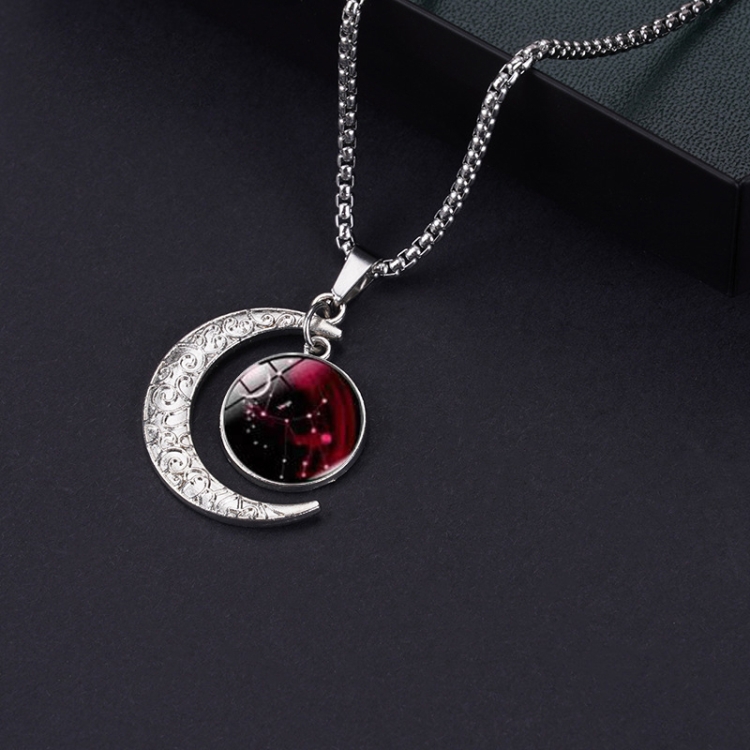Luminous Zodiac Moon Titanium Steel Necklace Personalized Moon Pendant(Virgo)