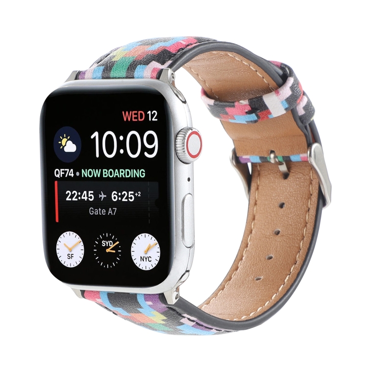 Marble Ethnic Style Printed Leather Watch Band For Apple Watch Series 7 45mm / 6 & SE & 5 & 4 44mm / 3 & 2 & 1 42mm(Print Digital)