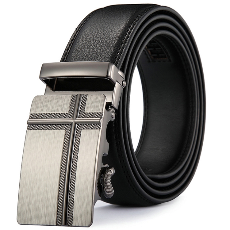 Men Automatic Buckle Belt Leather Waistband Business Style Trouser Belt Model 1