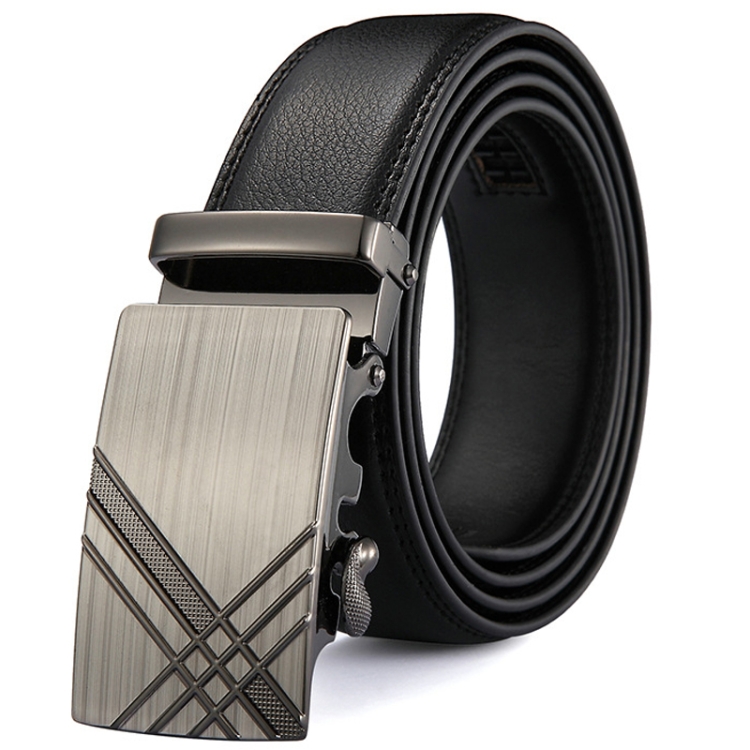 Men Automatic Buckle Belt Leather Waistband Business Style Trouser Belt Model 5