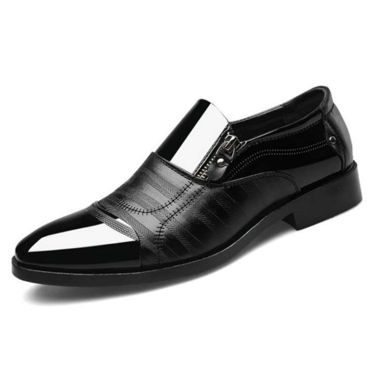 Men Business Dress Pointed Toe Slip-On Shoes, Size:38(Black)