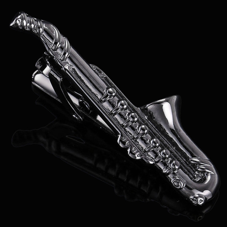 Men Business Formal Wedding Tie Clips, Color: Black Sax
