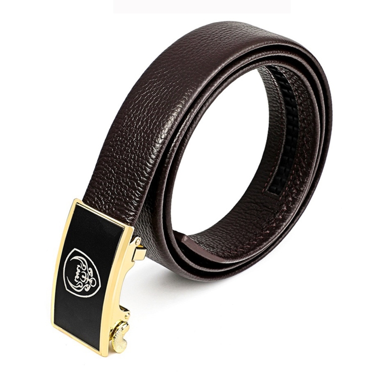 Men Casual Cow Leather Belt Waistband with Buckle Head, Length: 125cm(Brown)