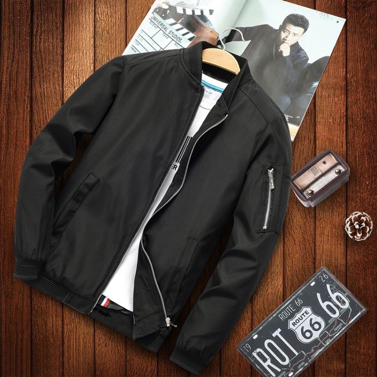 Men Casual Fashion Jacket (Color:Black Size:XL)