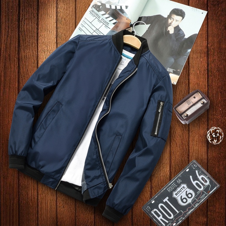 Men Casual Fashion Jacket (Color:Dark Blue Size:5XL)