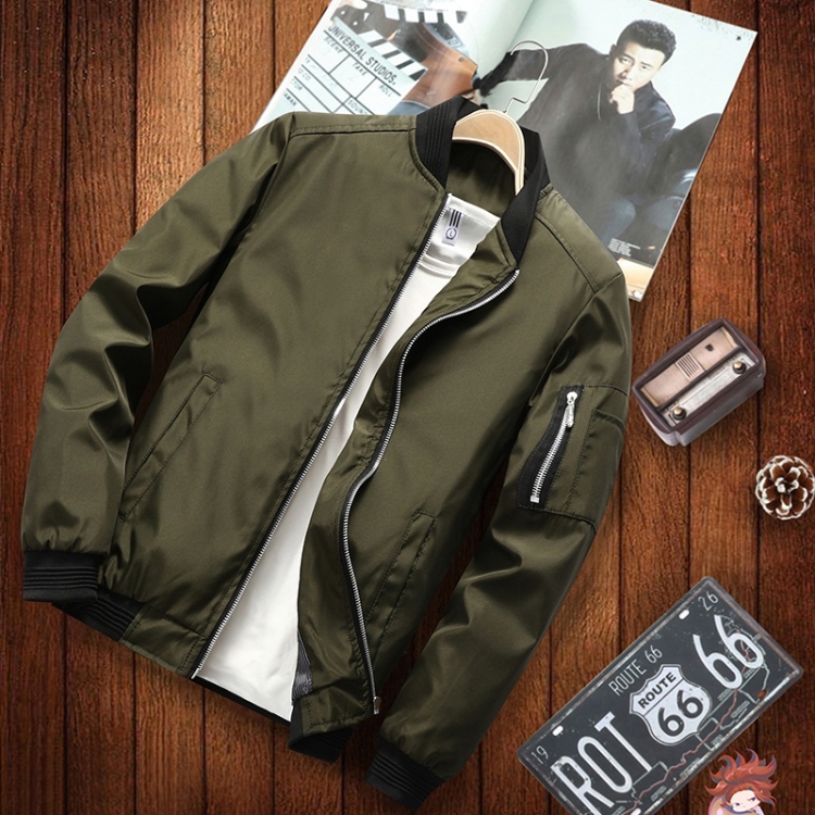 Men Casual Fashion Jacket (Color:Green Size:XXXXL)