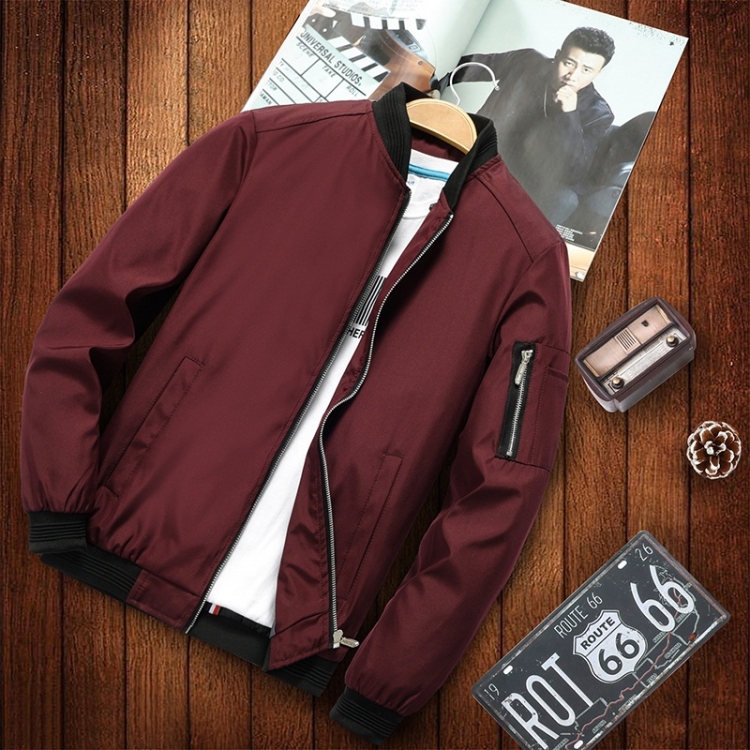 Men Casual Fashion Jacket (Color:Red Size:XXL)
