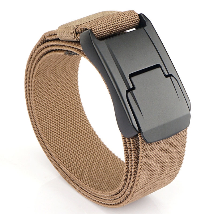 Men Casual Fashion Stretch Woven Quick Buckle Belt, Length: 125cm(Dark khaki)
