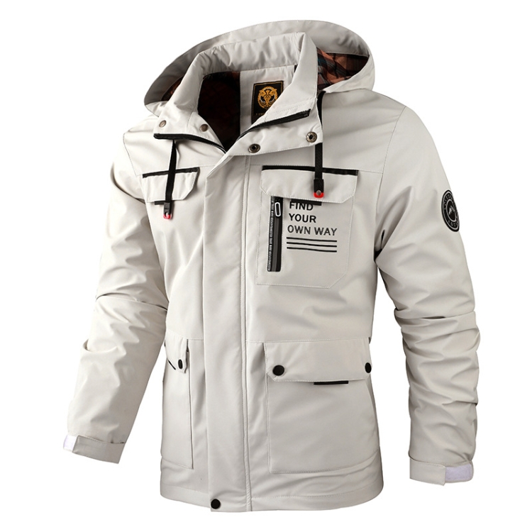 Men Casual Jacket Autumn And Winter Hooded Jacket, Size: M(White)