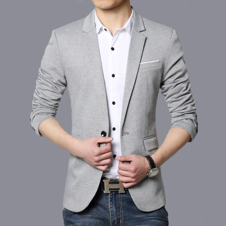 Men Casual Suit Blazer Slim Fit Business Formal Dress Groom Marriage Suit Coat, Size: XXXL(Gray)