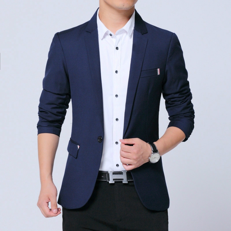 Men Casual Suit Self-cultivation Business Blazer, Size: 5XL(Navy)