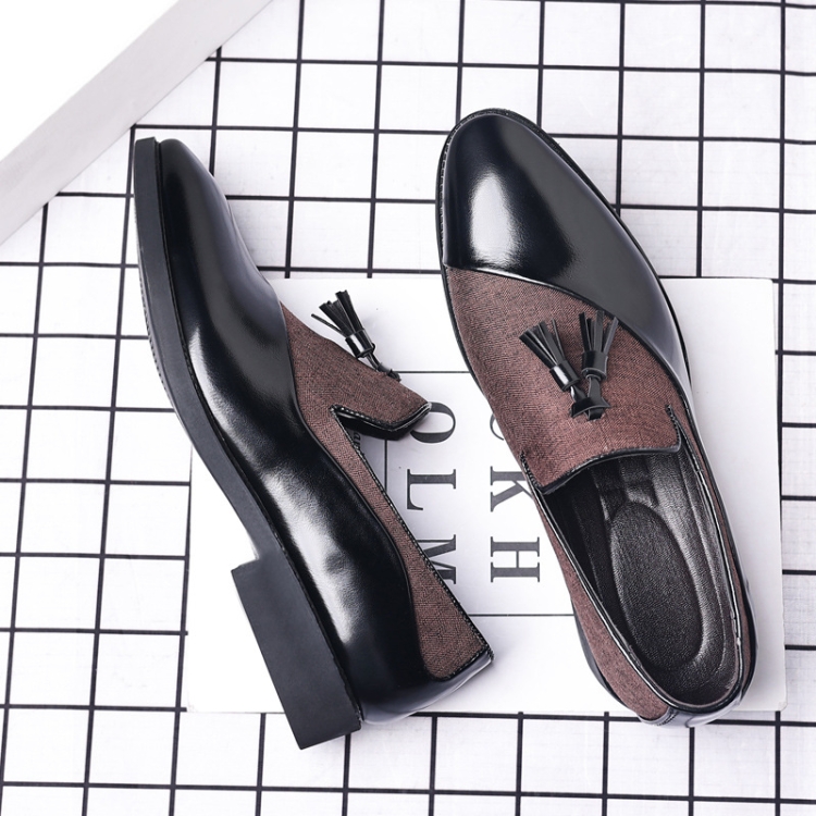 Men Dress Shoes Casual Business Formal Leather Shoes Trend Versatile Loafers, Size: 43(Coffee)