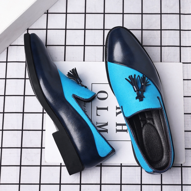 Men Dress Shoes Casual Business Formal Leather Shoes Trend Versatile Loafers, Size: 45(Blue)