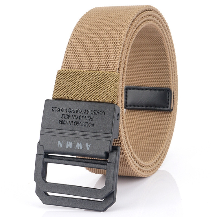 Men Lightweight Metal Free Casual Elastic Belt, Length: 120cm(Plain Weave Dark Khaki)