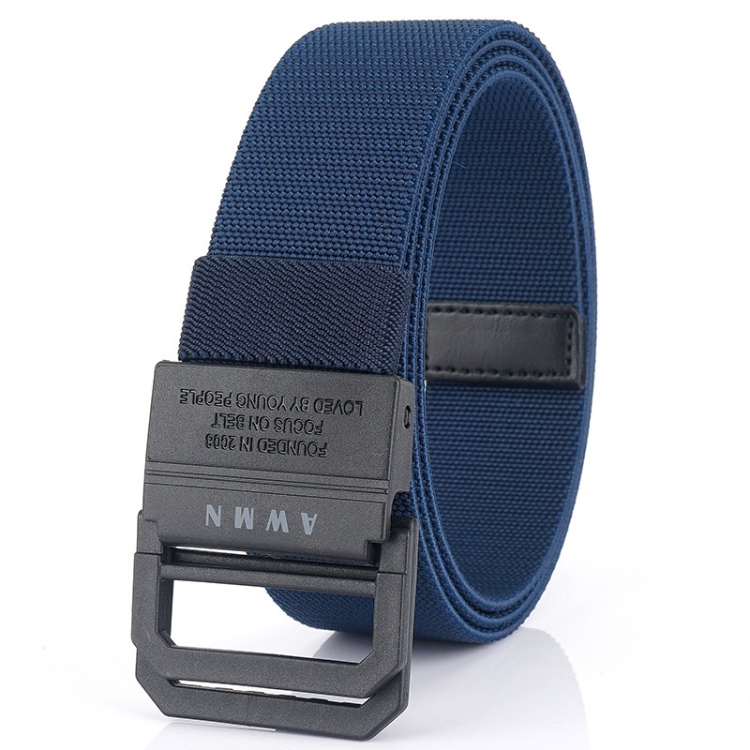 Men Lightweight Metal Free Casual Elastic Belt, Length: 120cm(Plain Weave Royal Blue)