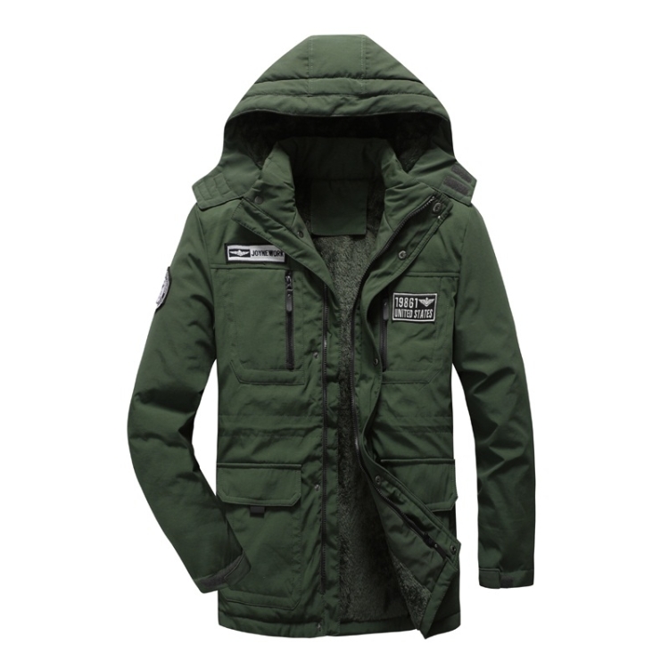 Men Long Style Warm Cotton Clothing (Color:Army Green Size:M)