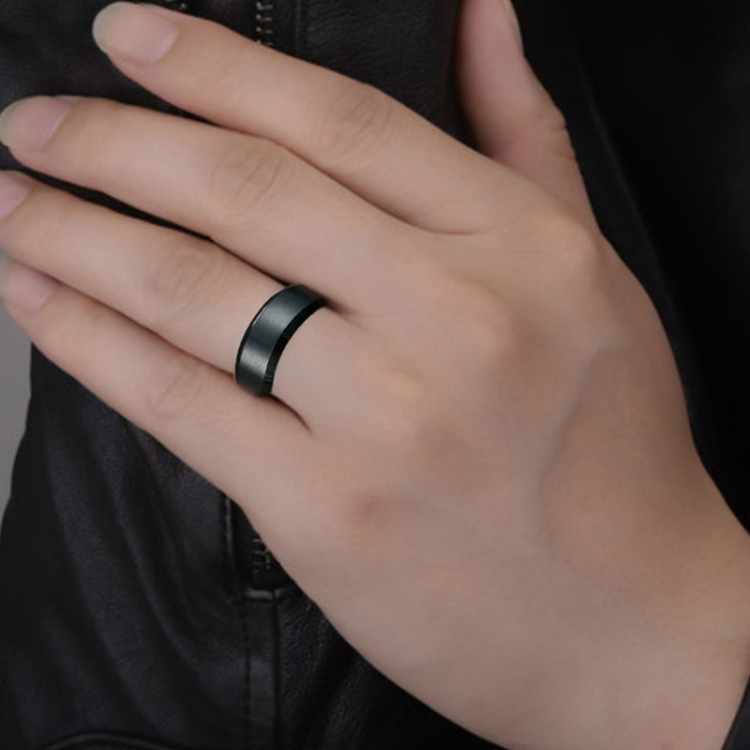 Men Ring, Ring Size:8(Black)