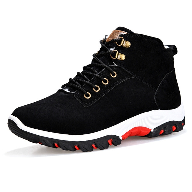 Men Snow Boots Warm Fur Winter Boots Men Winter Boots, Shoe Size:44(Black)