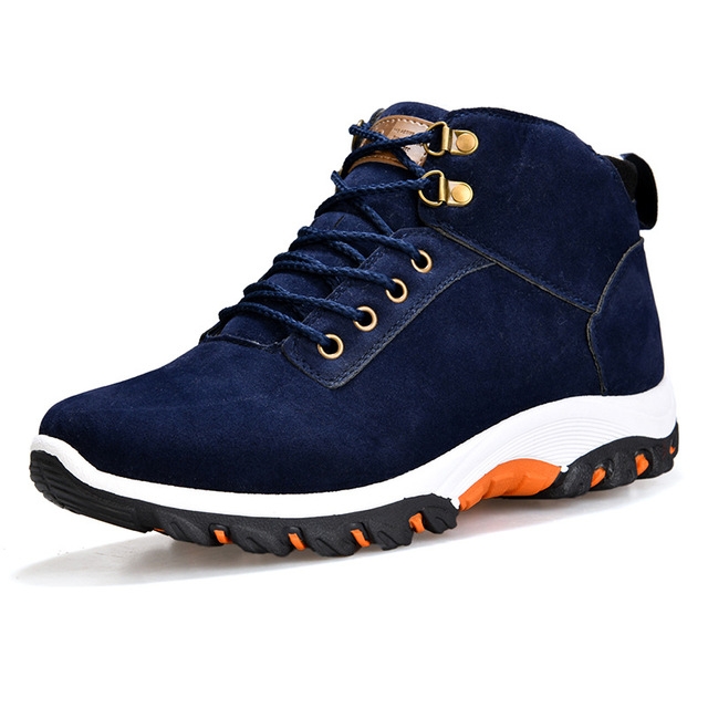 Men Snow Boots Warm Fur Winter Boots Men Winter Boots, Shoe Size:44(Blue)