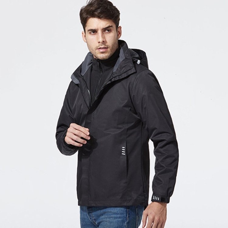Mens Detachable Two Piece Warm, Waterproof And Breathable Couples Stormsuit (Color:Black Size:M)