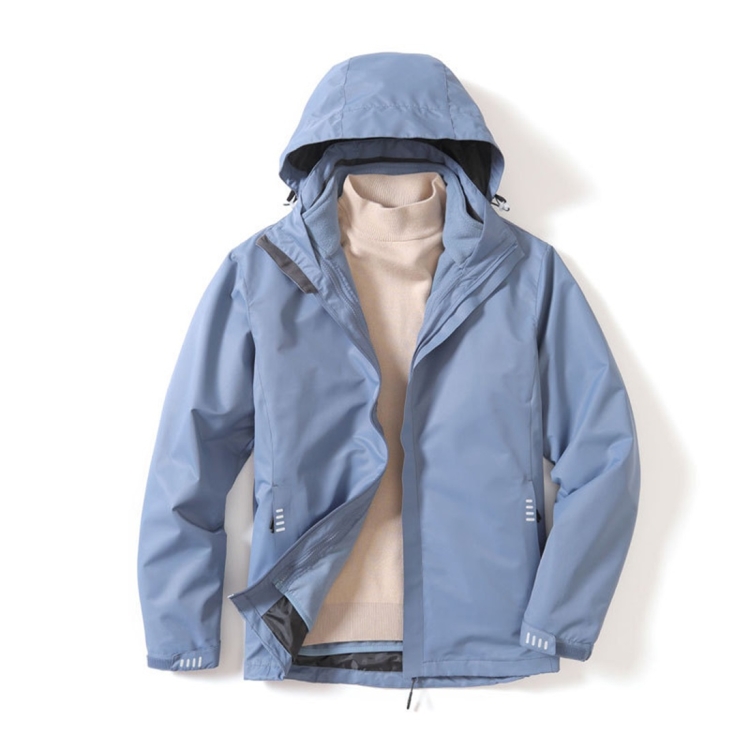 Mens Detachable Two Piece Warm, Waterproof And Breathable Couples Stormsuit (Color:Fog Blue Size:XL)