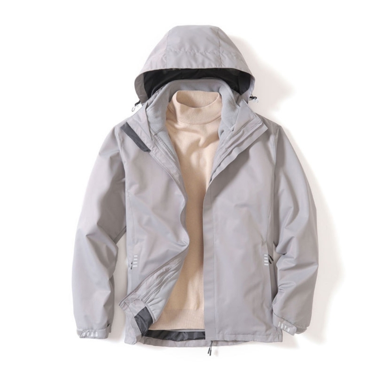 Mens Detachable Two Piece Warm, Waterproof And Breathable Couples Stormsuit (Color:Gentleman Grey Size:XL)