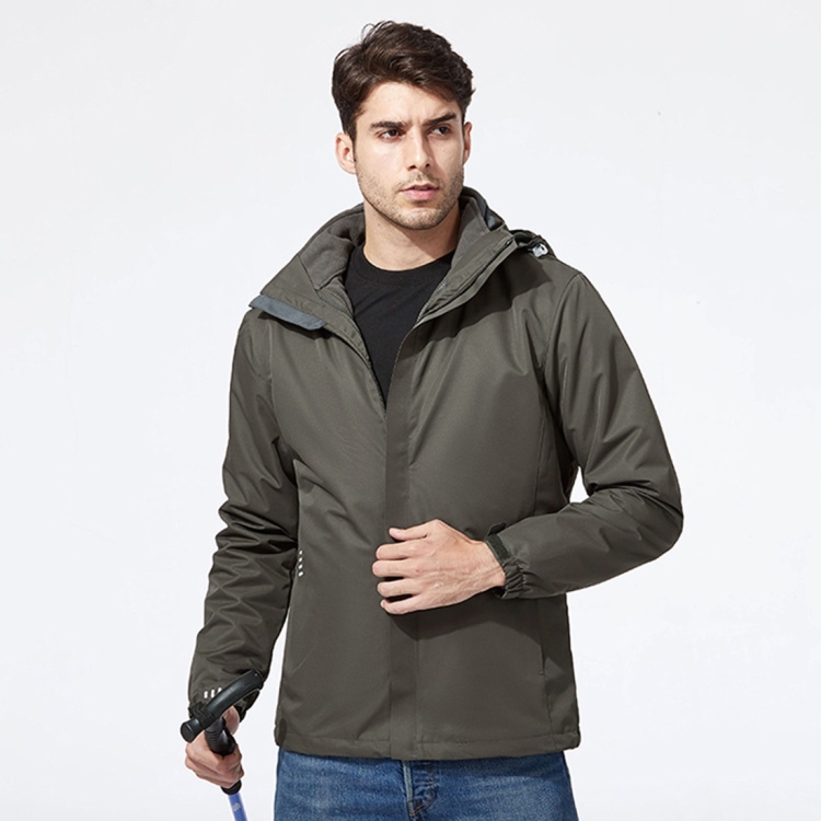 Mens Detachable Two Piece Warm, Waterproof And Breathable Couples Stormsuit (Color:Space Grey Size:XXL)