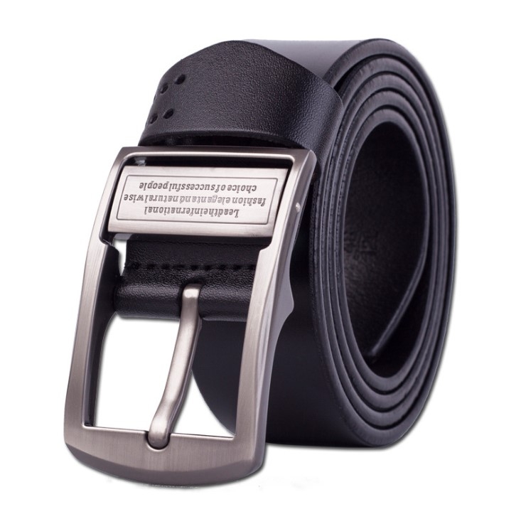 Men's Pin Buckle Leather Belt Pure Leather Pants Belt, Belt Length:120cm(black)