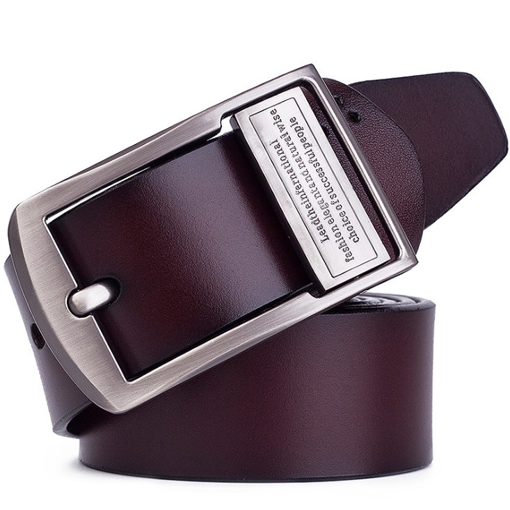 Men's Pin Buckle Leather Belt Pure Leather Pants Belt, Belt Length:125cm( brown)
