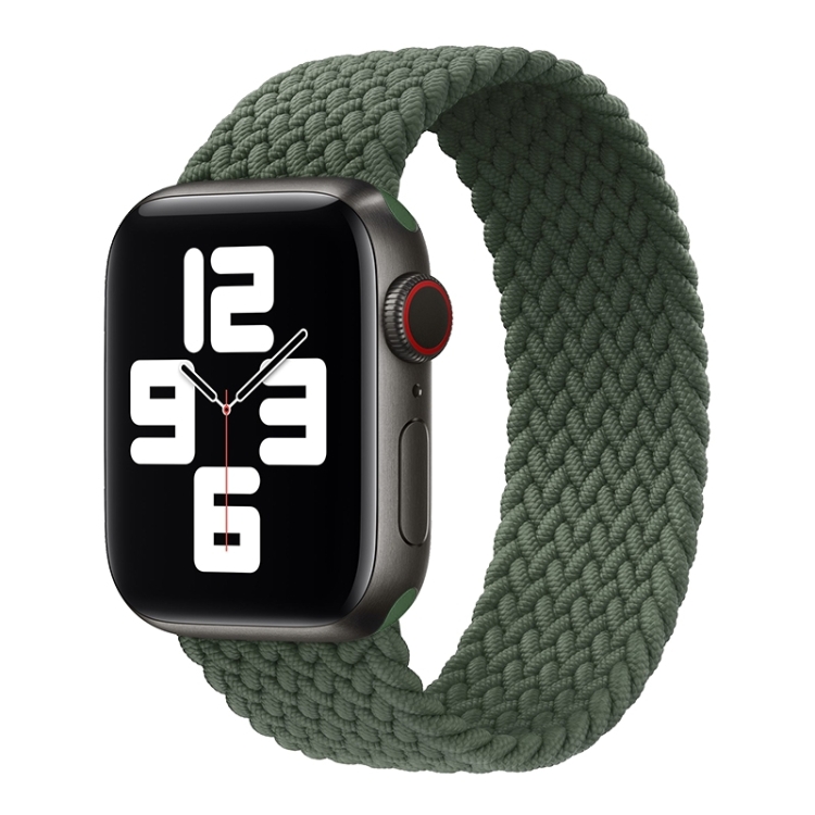 Metal Head Braided Nylon Solid Color Watch Band For Apple Watch Series 9&8&7 41mm / SE 3&SE 2&6&SE&5&4 40mm / 3&2&1 38mm, Size:M 145mm(Dark Olive Green)