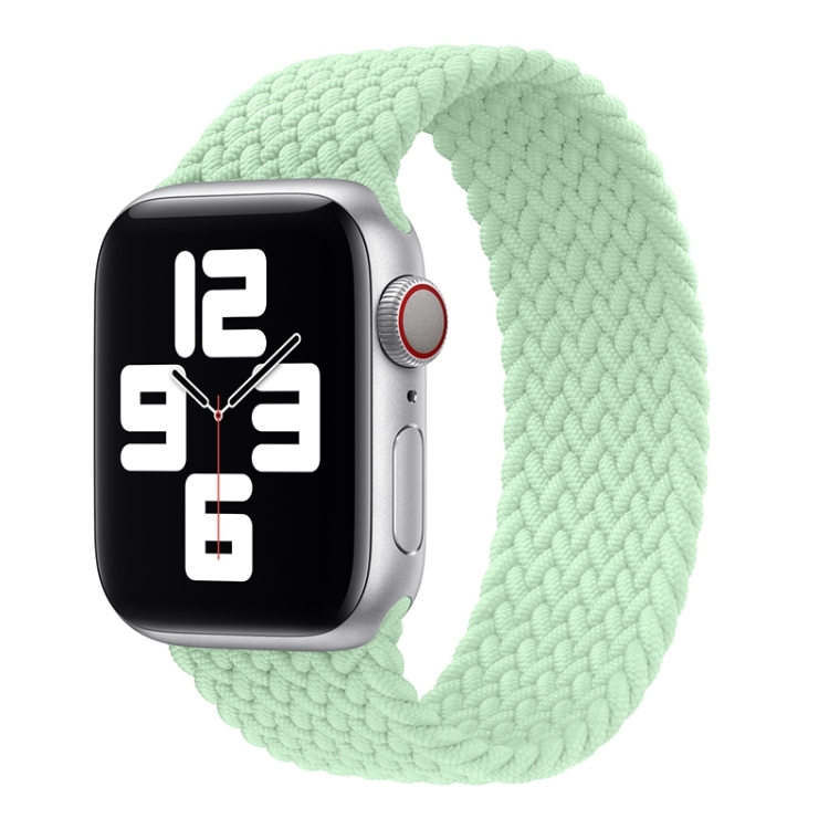 Metal Head Braided Nylon Solid Color Watch Band For Apple Watch Series 9&8&7 41mm / SE 3&SE 2&6&SE&5&4 40mm / 3&2&1 38mm, Size:S 135mm(Green)