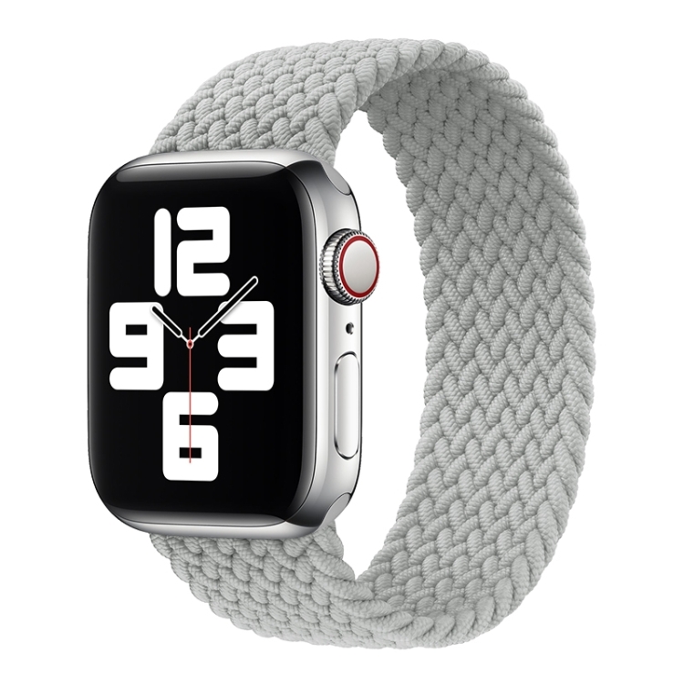 Metal Head Braided Nylon Solid Color Watch Band For Apple Watch Series 9&8&7 41mm / SE 3&SE 2&6&SE&5&4 40mm / 3&2&1 38mm, Size:S 135mm(Pearl White)