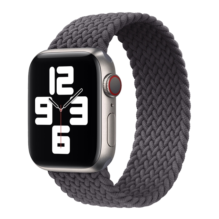 Metal Head Braided Nylon Solid Color Watch Band For Apple Watch Ultra 49mm&Watch Ultra 2 49mm / Series 9&8&7 45mm / SE 3&SE 2&6&SE&5&4 44mm / 3&2&1 42mm, Size:L 165mm(Grey)
