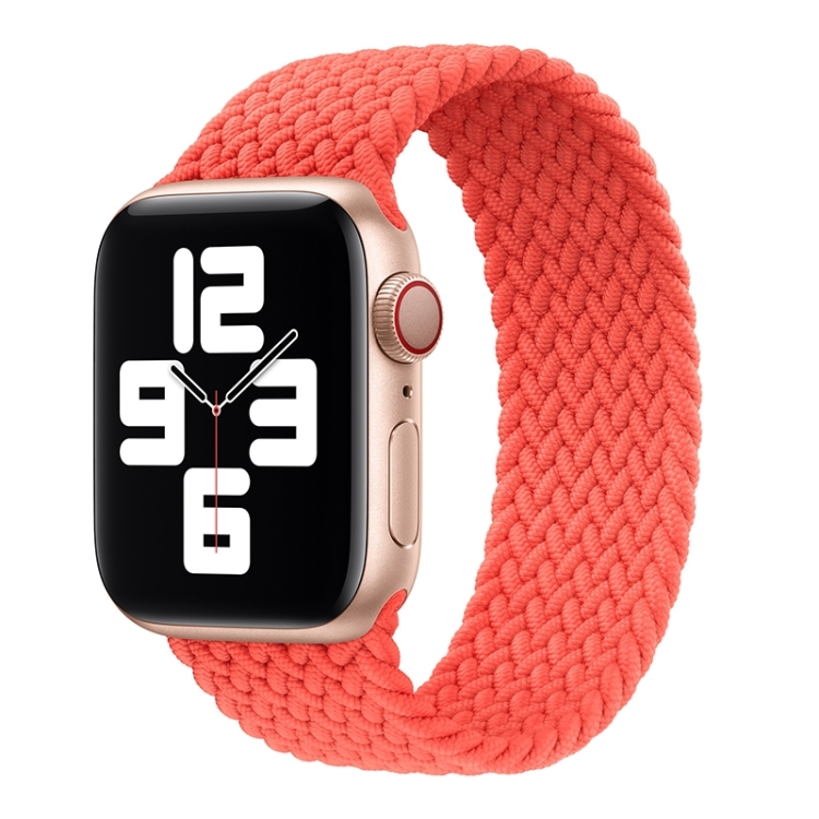 Metal Head Braided Nylon Solid Color Watch Band For Apple Watch Ultra 49mm&Watch Ultra 2 49mm / Series 9&8&7 45mm / SE 3&SE 2&6&SE&5&4 44mm / 3&2&1 42mm, Size:M 155mm(Bright Orange)