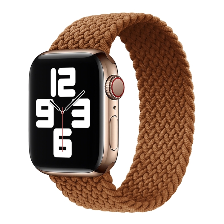 Metal Head Braided Nylon Solid Color Watch Band For Apple Watch Ultra 49mm&Watch Ultra 2 49mm / Series 9&8&7 45mm / SE 3&SE 2&6&SE&5&4 44mm / 3&2&1 42mm, Size:M 155mm(Coffee)