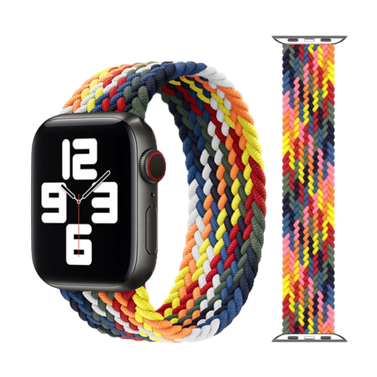 Metal Head Braided Nylon Watch Band, Size: S 145mm For Apple Watch Ultra 49mm&Watch Ultra 2 49mm / Series 9&8&7 45mm / SE 3&SE 2&6&SE&5&4 44mm / 3&2&1 42mm(Colorful)
