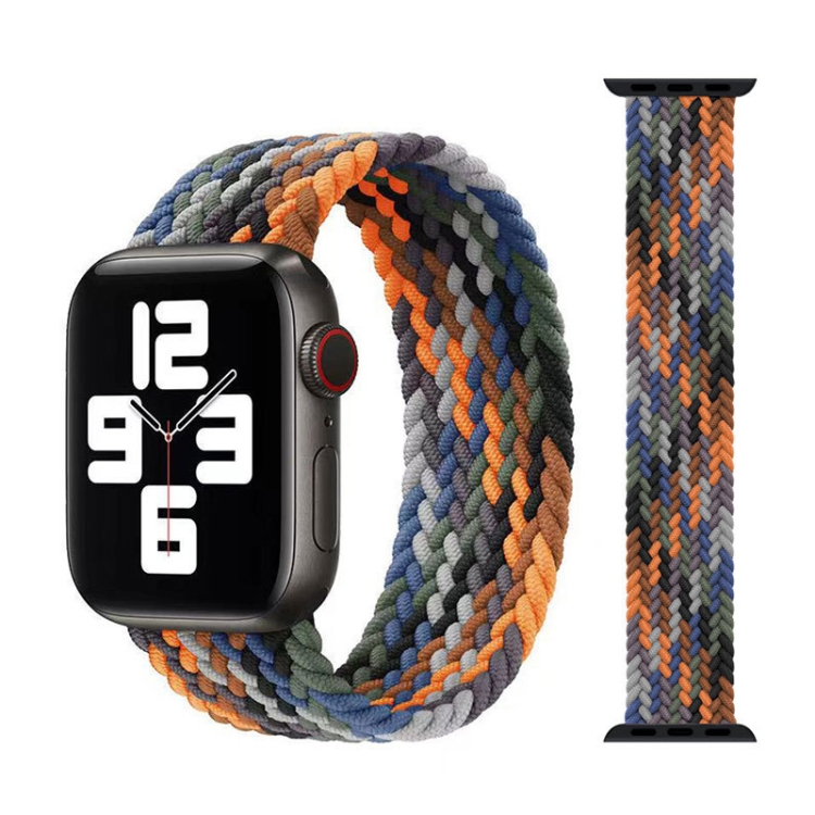 Metal Head Braided Nylon Watch Band, Size: XS 135mm For Apple Watch Series 7 45mm / 6 & SE & 5 & 4 44mm / 3 & 2 & 1 42mm(Camouflage Colorful)