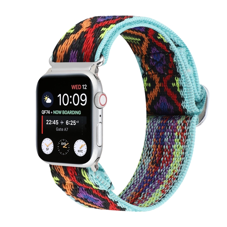 Metal Japanese Buckle Elastic Nylon Watch Band For Apple Watch Series 7 45mm / 6 & SE & 5 & 4 44mm / 3 & 2 & 1 42mm(3)