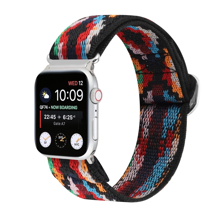 Metal Japanese Buckle Elastic Nylon Watch Band For Apple Watch Series 7 45mm / 6 & SE & 5 & 4 44mm / 3 & 2 & 1 42mm(5)