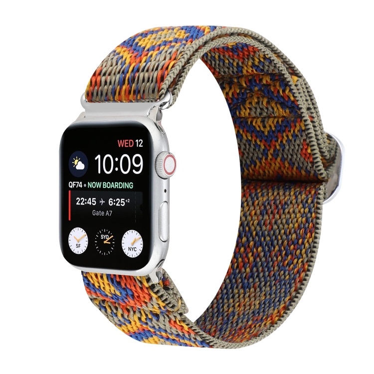 Metal Japanese Buckle Elastic Nylon Watch Band For Apple Watch Series 9&8&7 41mm / SE 3&SE 2&6&SE&5&4 40mm / 3&2&1 38mm(1)