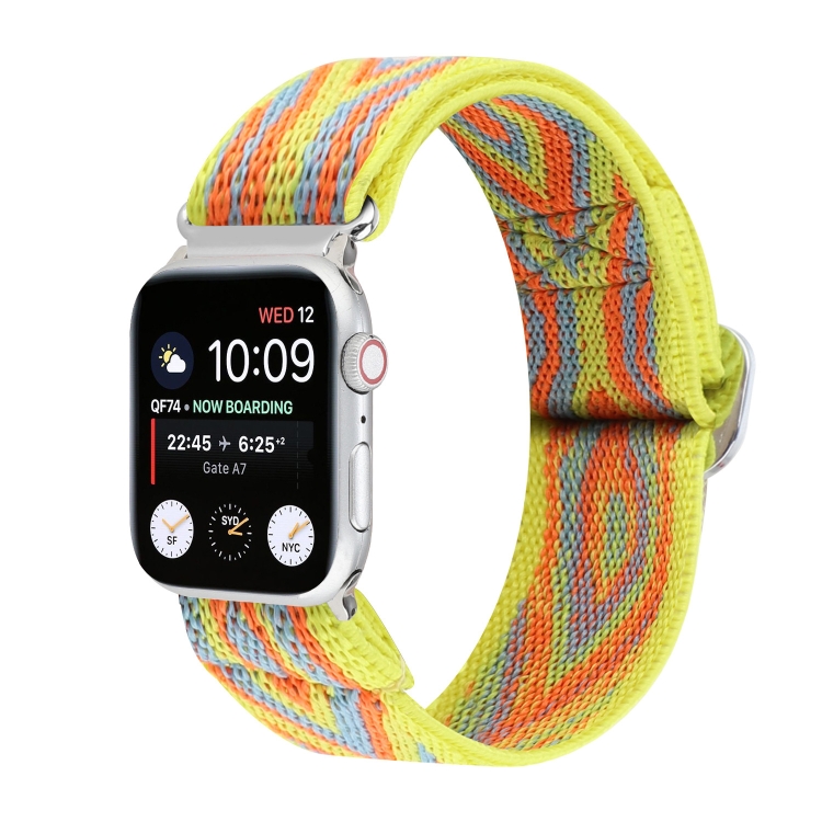Metal Japanese Buckle Elastic Nylon Watch Band For Apple Watch Series 9&8&7 41mm / SE 3&SE 2&6&SE&5&4 40mm / 3&2&1 38mm(2)