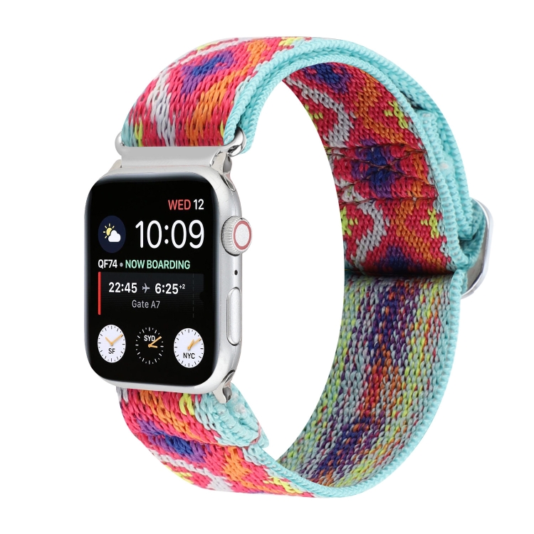 Metal Japanese Buckle Elastic Nylon Watch Band For Apple Watch Series 9&8&7 41mm / SE 3&SE 2&6&SE&5&4 40mm / 3&2&1 38mm(4)