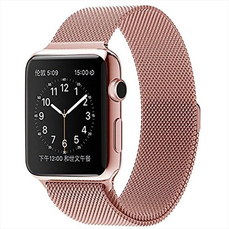 Milanese Loop Magnetic Stainless Steel Watch Band for Apple Watch Ultra 49mm&Watch Ultra 2 49mm / Series 10 46mm / 9&8&7 45mm / SE 3&SE 2&6&SE&5&4 44mm / 3&2&1 42mm(Rose Pink)