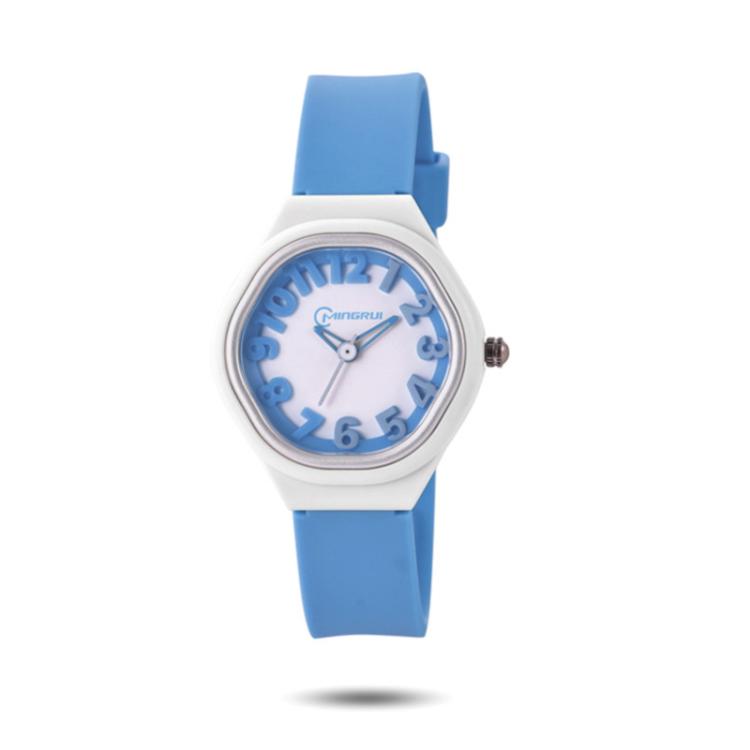 MINGRUI Kids Analog Watch 3ATM Waterproof Simple Quartz Wrist Watch for Girls Boys(White+Blue)