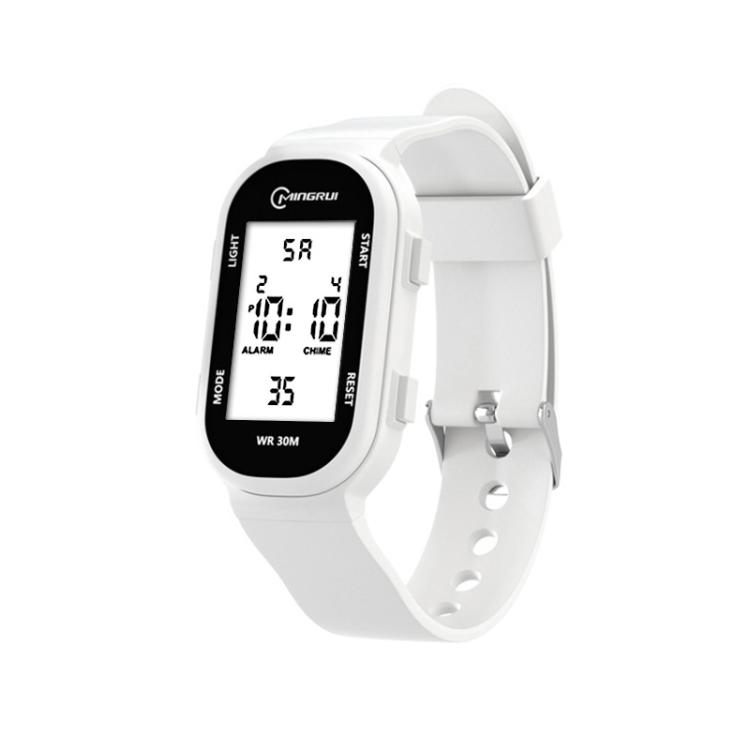 MINGRUI Kids Digital Sport Watch 30M Waterproof Slim Fitness Wristband for Boys Girls with LED Backlight, Alarm, Calendar(White Screen White)
