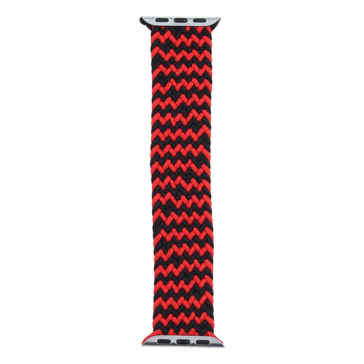 Mixed Color Nylon Braided Single Loop Watch Band For Apple Watch Series 9&8&7 41mm / SE 3&SE 2&6&SE&5&4 40mm / 3&2&1 38mm, Size:S(Red Black)