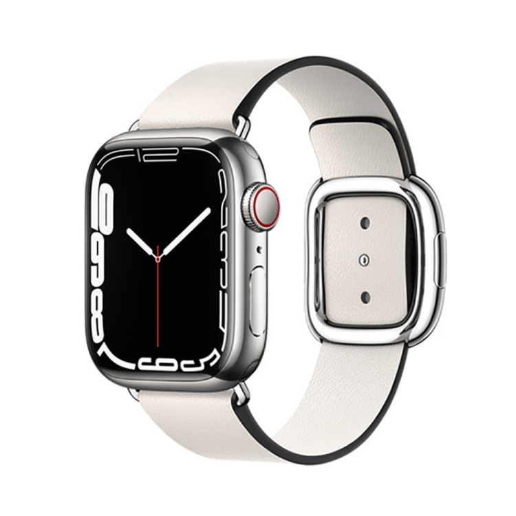 Modern Style Leather Watch Band For Apple Watch 49mm / 46mm / 45mm / 44mm / 42mm(Beige)